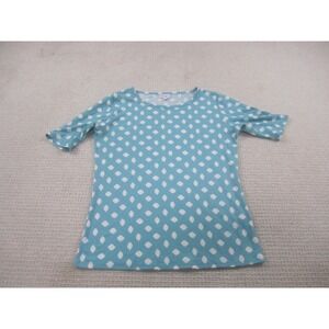 LuLaRoe Shirt Womens Large Blue White‎ Dot Pattern Stretchy Short Sleeve Top